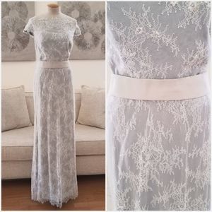 Tadashi Shoji Off-Shoulder Sequin Beaded Lace Gown size 12 in Ice